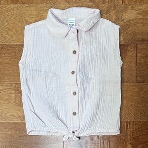 Toddler Girls Carters Ruffled Gauze Tie-Front Sleeveless Top - 4T - Pale Pink